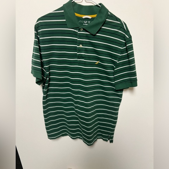 NAUTICA GREEN WHITE BLACK SIZE LARGE GOLF SHIRT - Picture 4 of 6